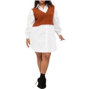 ELOQUII Elements Shirt Dress WMNS 14/16 Plus Size Sweater Vest Fall Knit